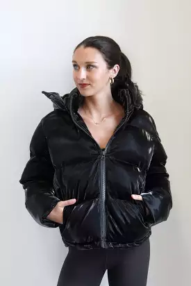 Hadley Hooded Shiny Puffer Jacket