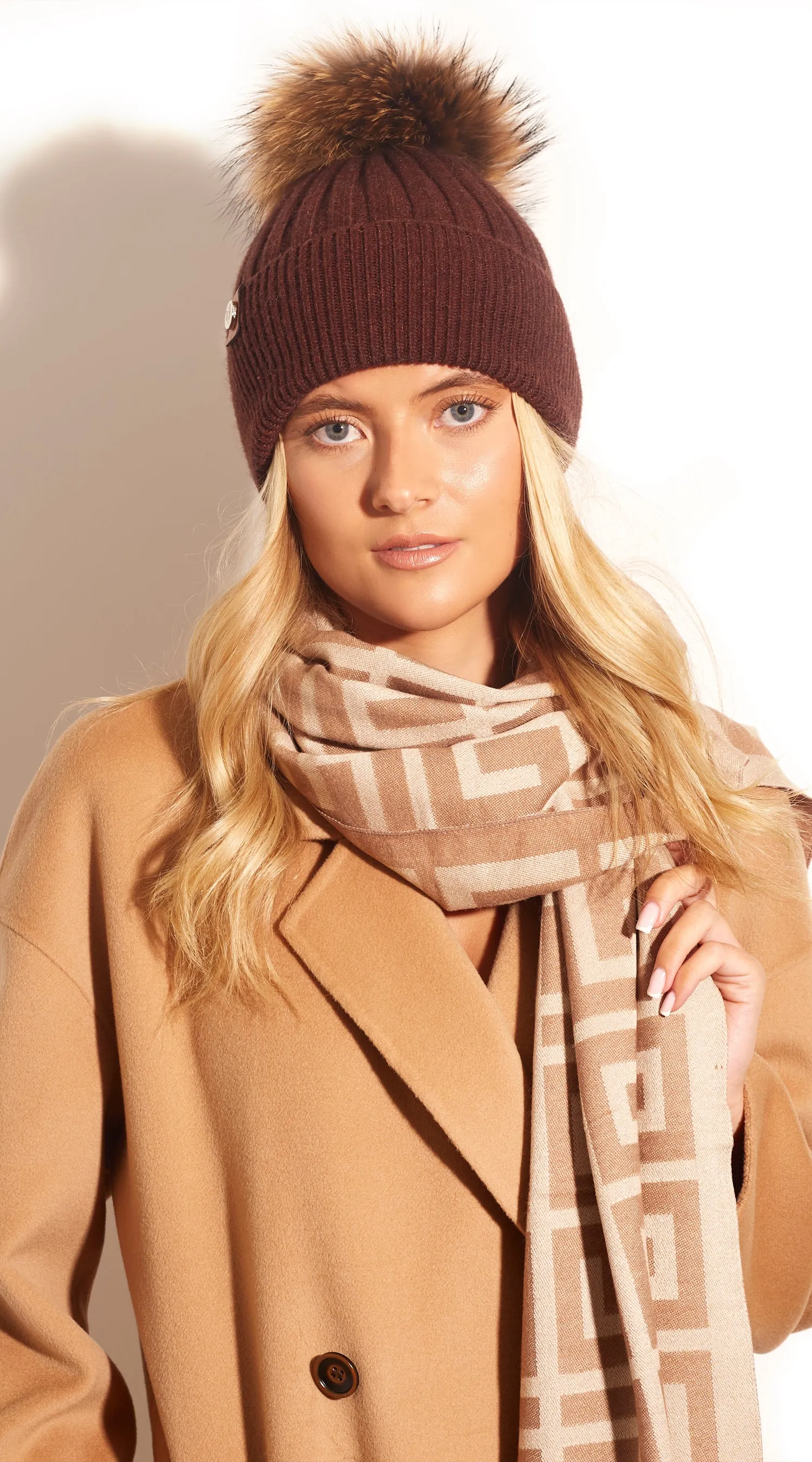 Harley Pom Pom Hat - Brown