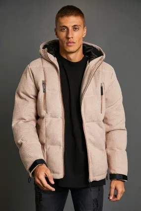 Herringbone Hooded Puffer Jacket