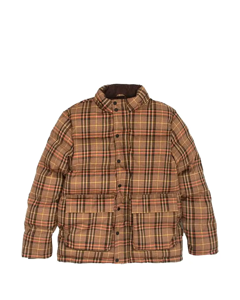 HIKERDELIC Calland Plaid Puffer Jacket Brown Plaid