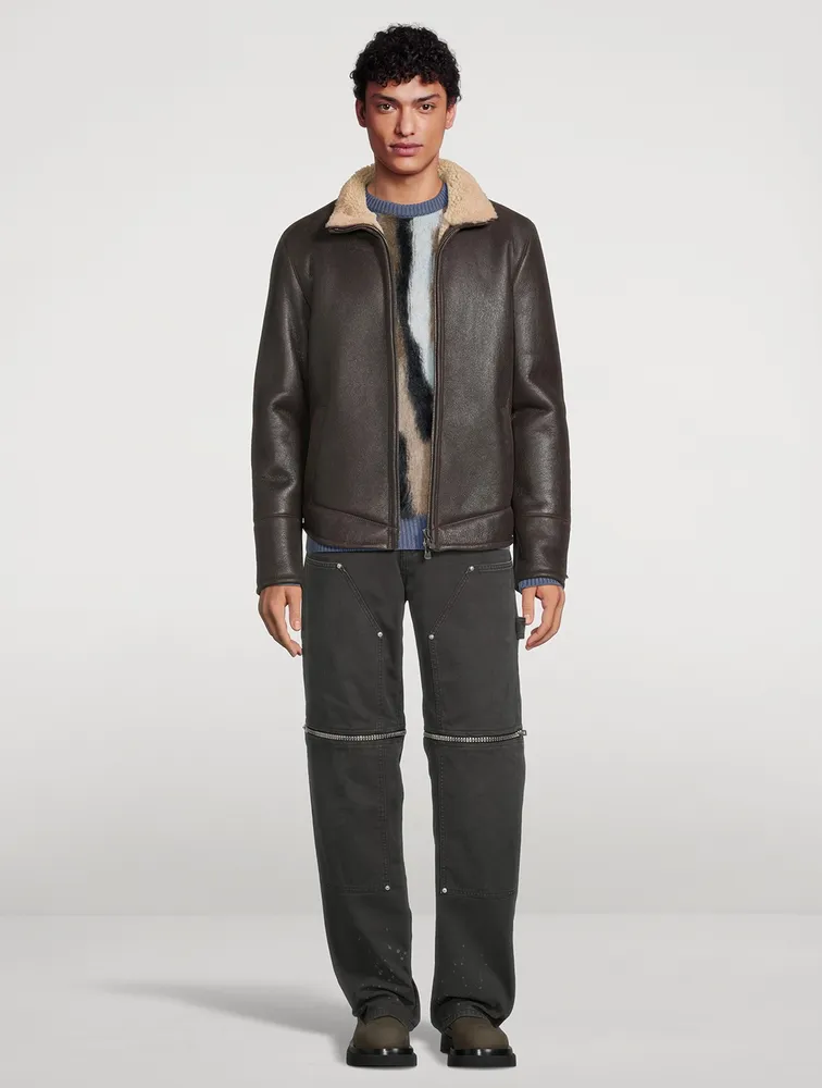 HISO Van Sheepskin Shearling Moto Jacket