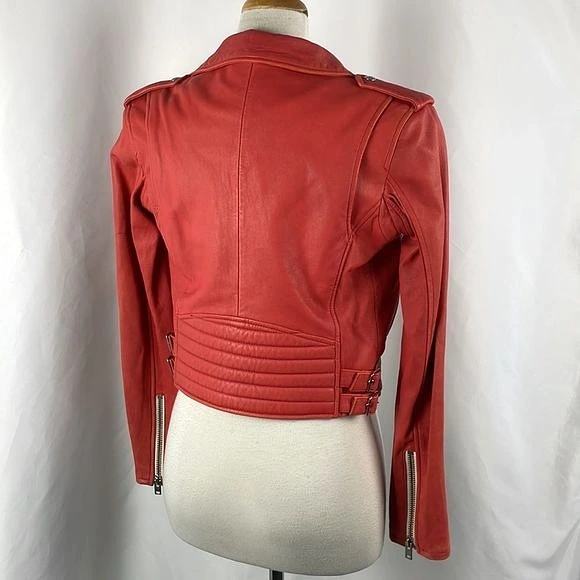 IRO OrangeLeather Moto Jacket