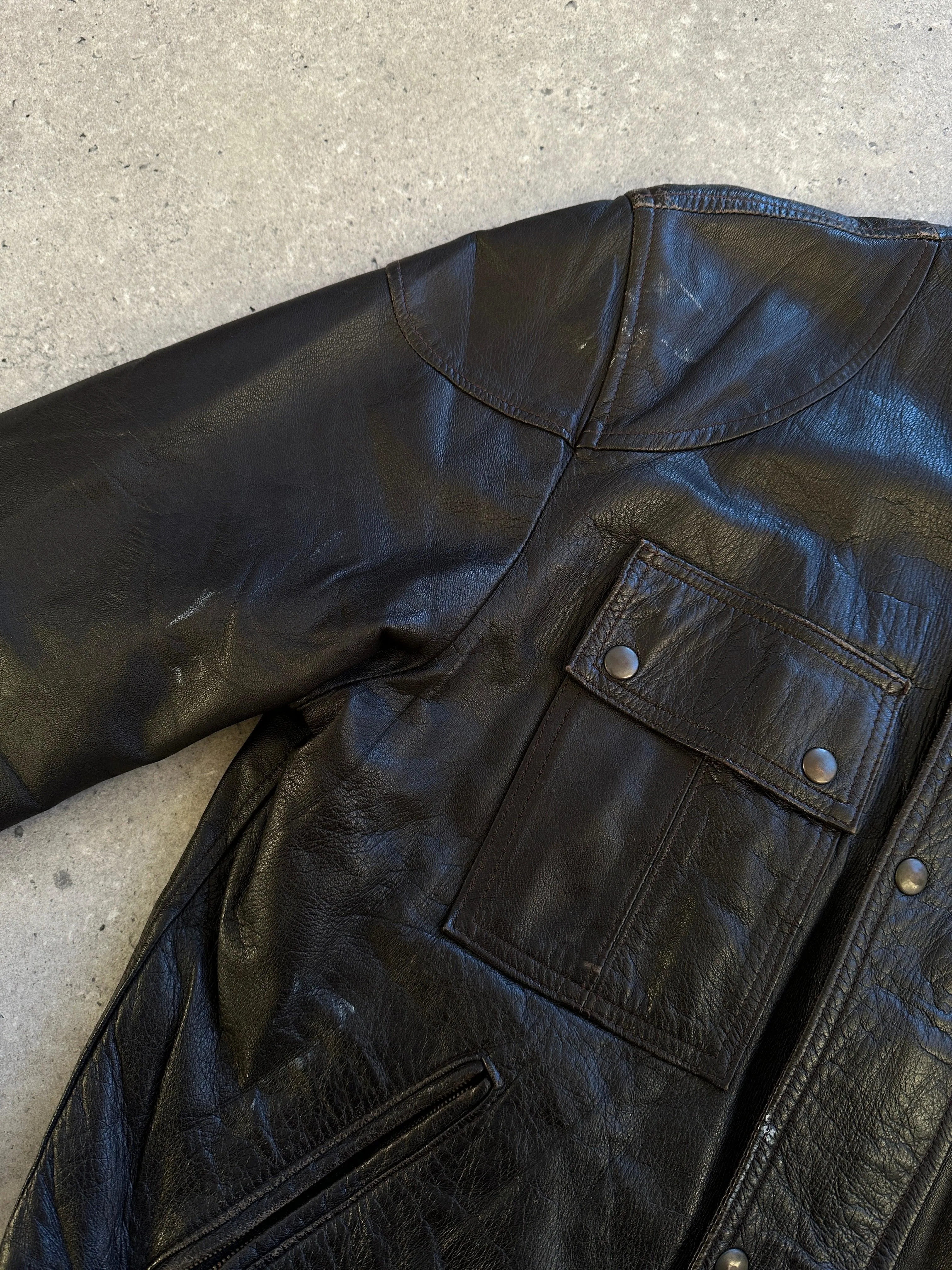 Italian Vintage Moto Leather Jacket - S