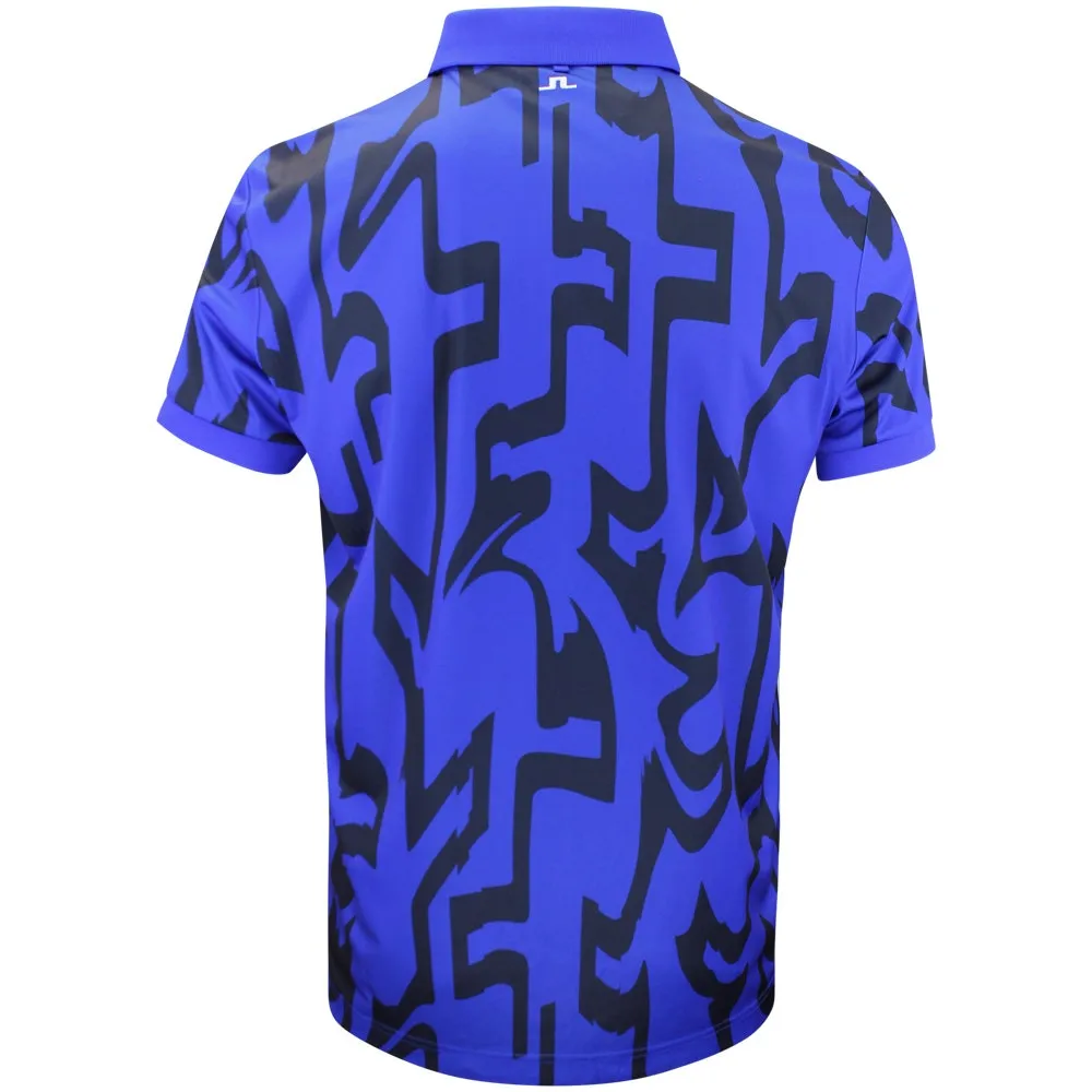 J.Lindeberg Golf Shirt - Tour Tech Print Reg Fit - GB Blue AW24