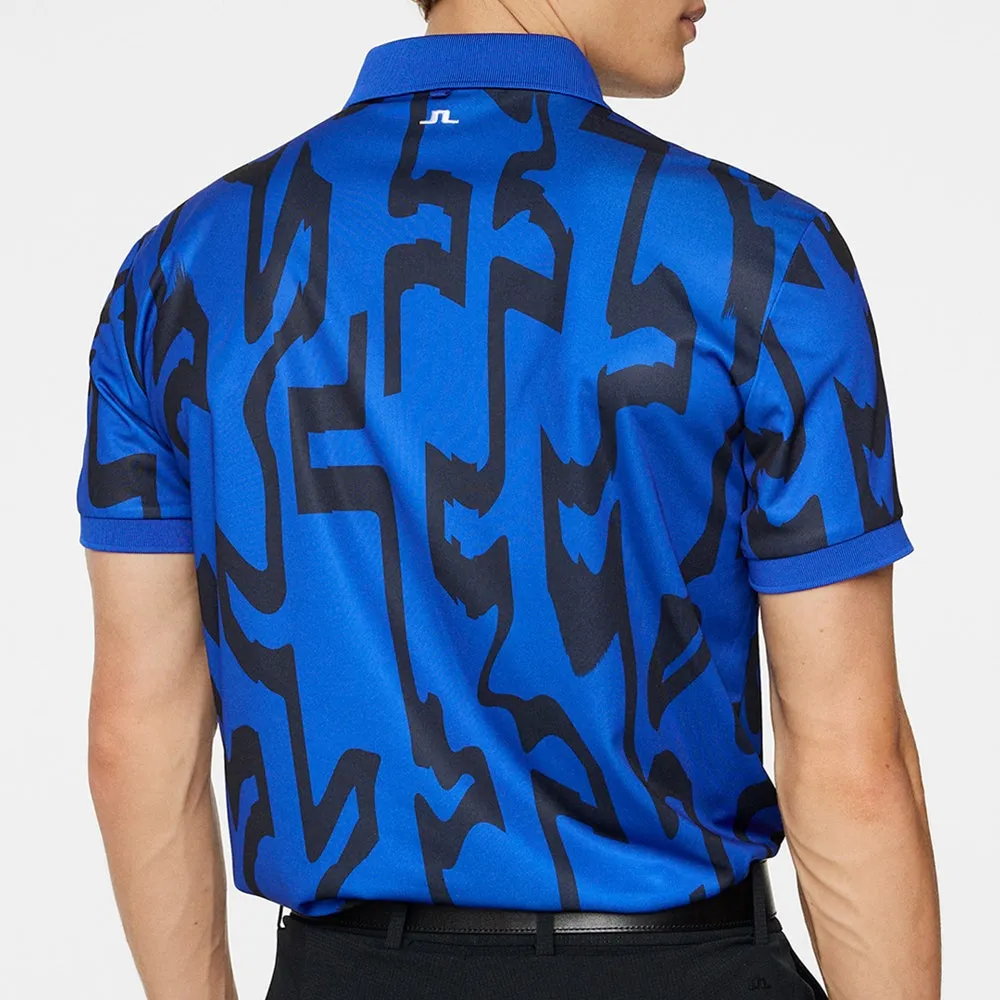 J.Lindeberg Golf Shirt - Tour Tech Print Reg Fit - GB Blue AW24