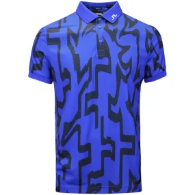 J.Lindeberg Golf Shirt - Tour Tech Print Reg Fit - GB Blue AW24