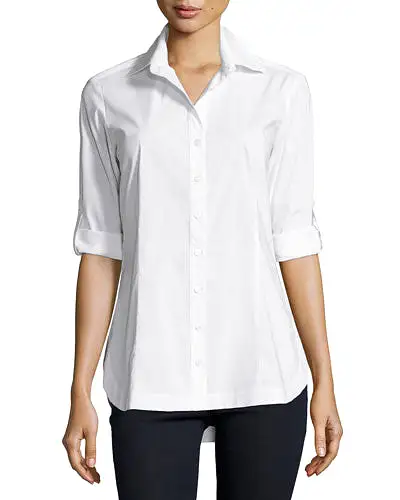 Joey Silky Poplin Black Button Down Blouse