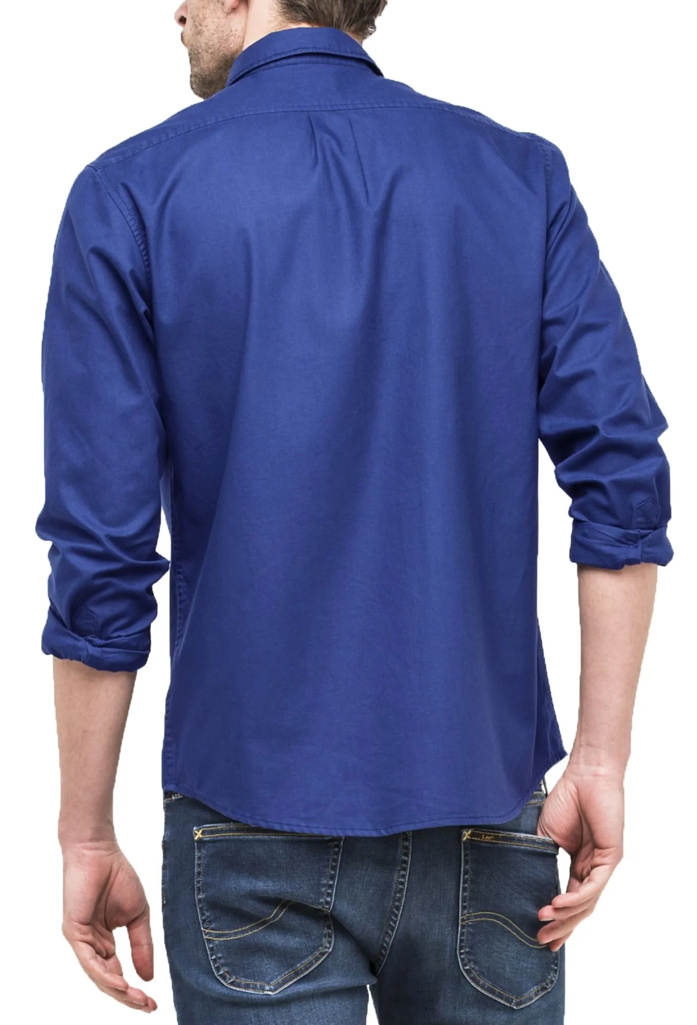 Lee Button Down Long Sleeve Plain Shirt Indigo Flash