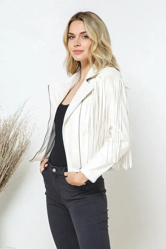 Leon Faux Leather Moto Fringe Jacket [ONLINE EXCLUSIVE]