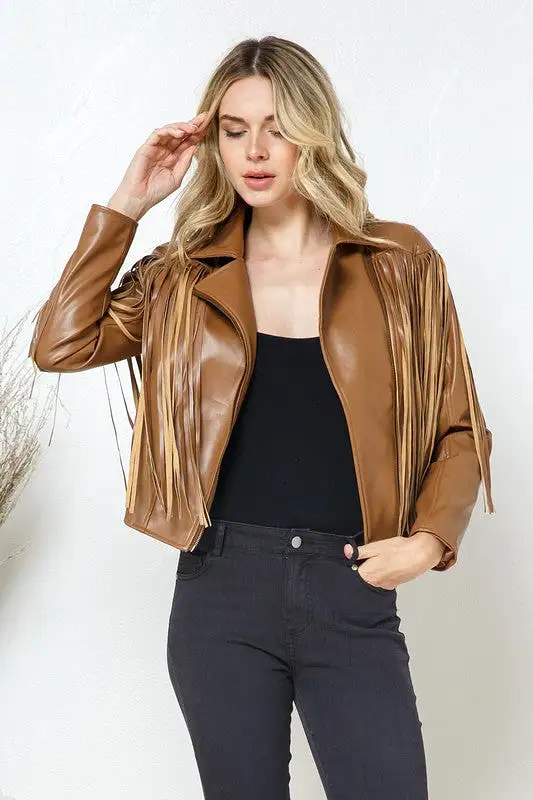 Leon Faux Leather Moto Fringe Jacket [ONLINE EXCLUSIVE]