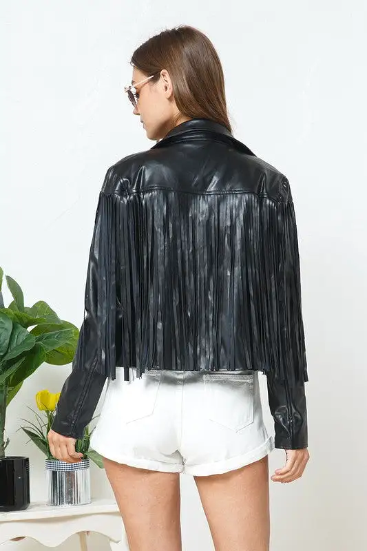 Leon Faux Leather Moto Fringe Jacket [ONLINE EXCLUSIVE]