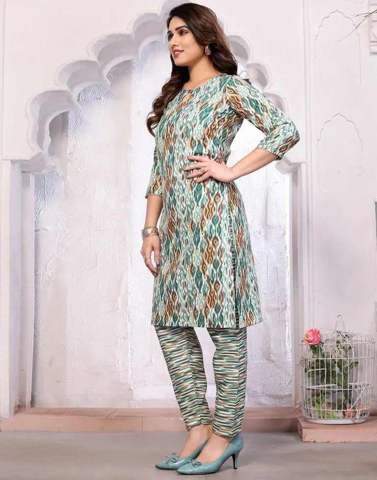 Light Blue Printed Kurta With Pant