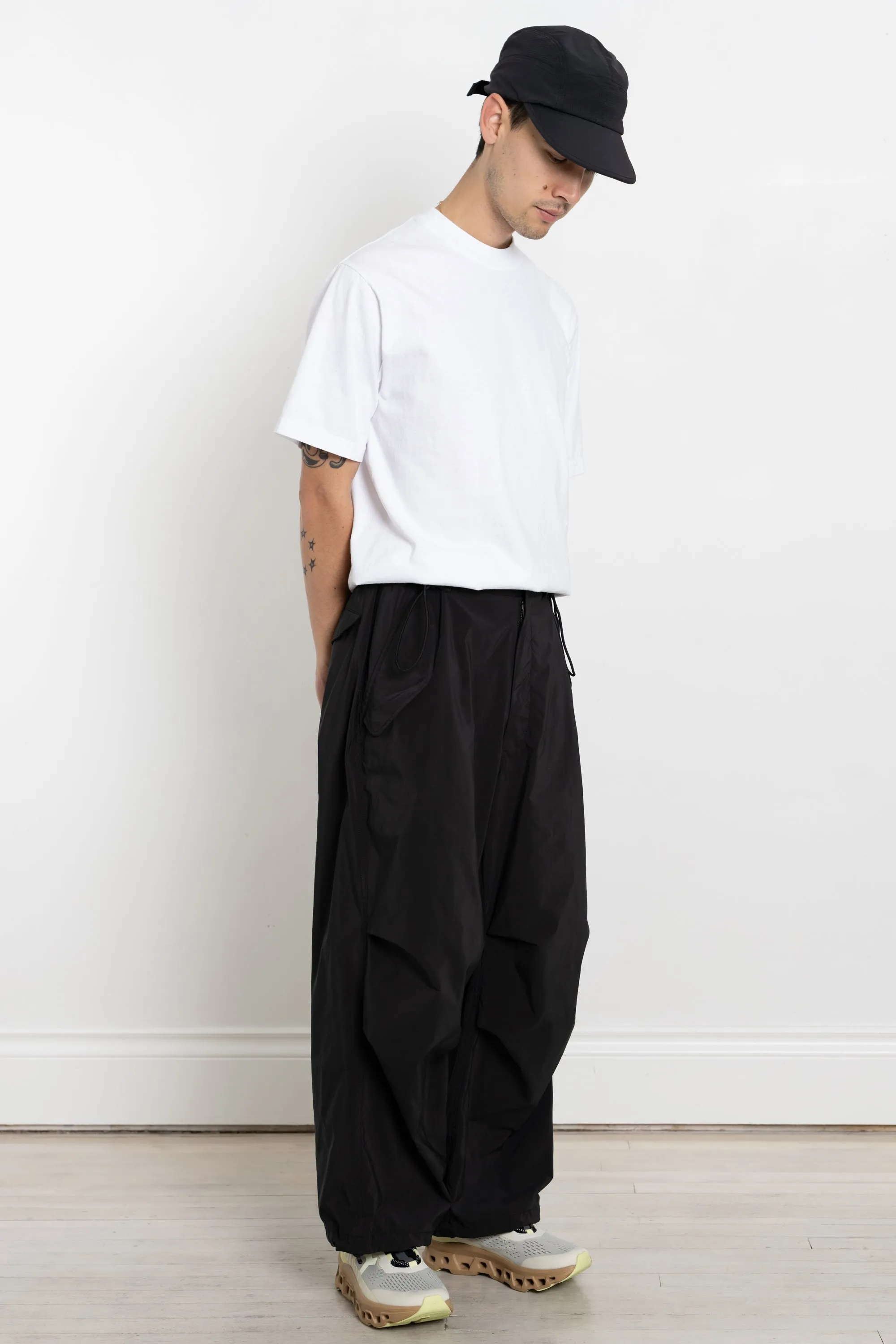 Light Military Cloth Wide Pant Off Black