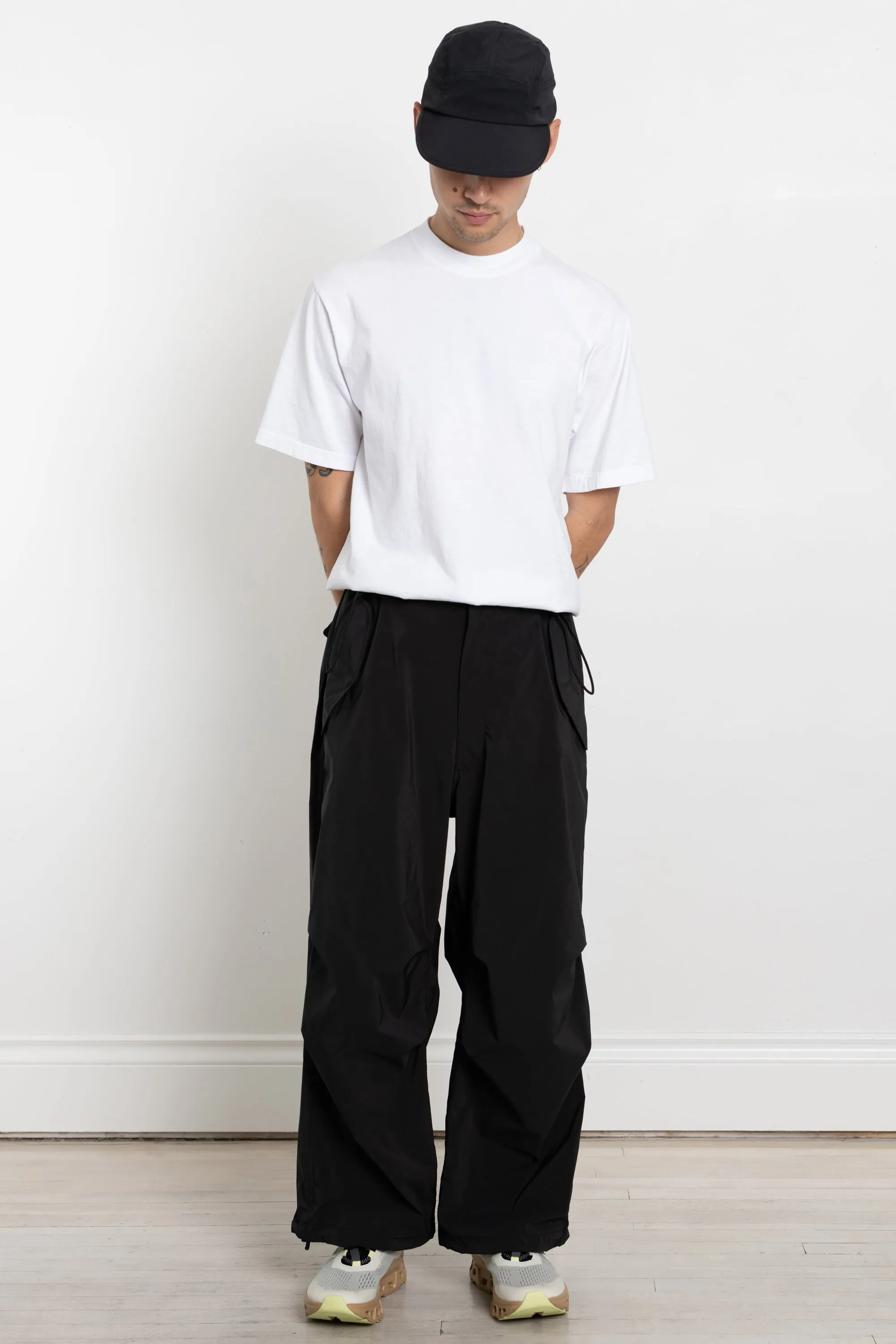 Light Military Cloth Wide Pant Off Black