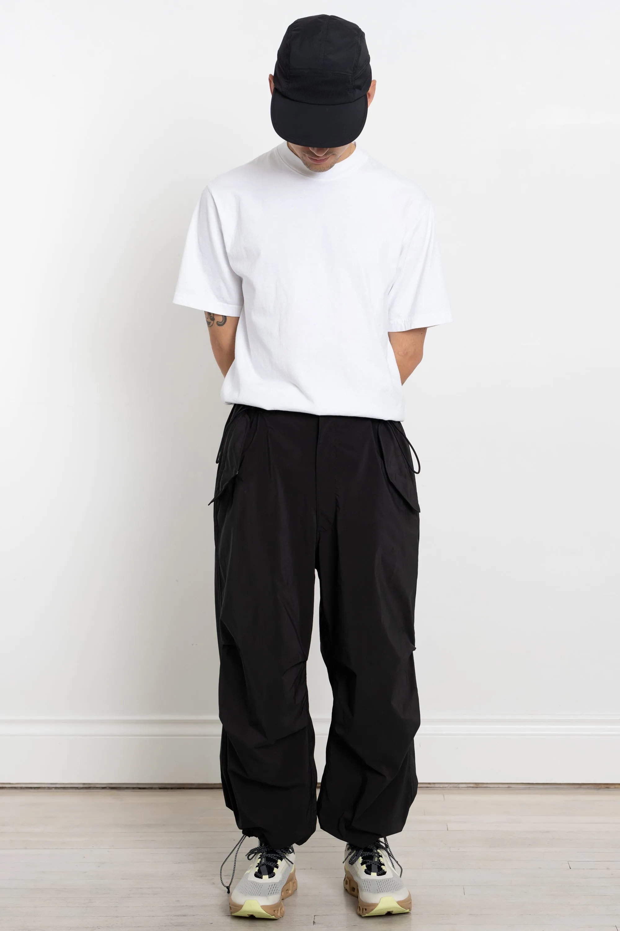 Light Military Cloth Wide Pant Off Black