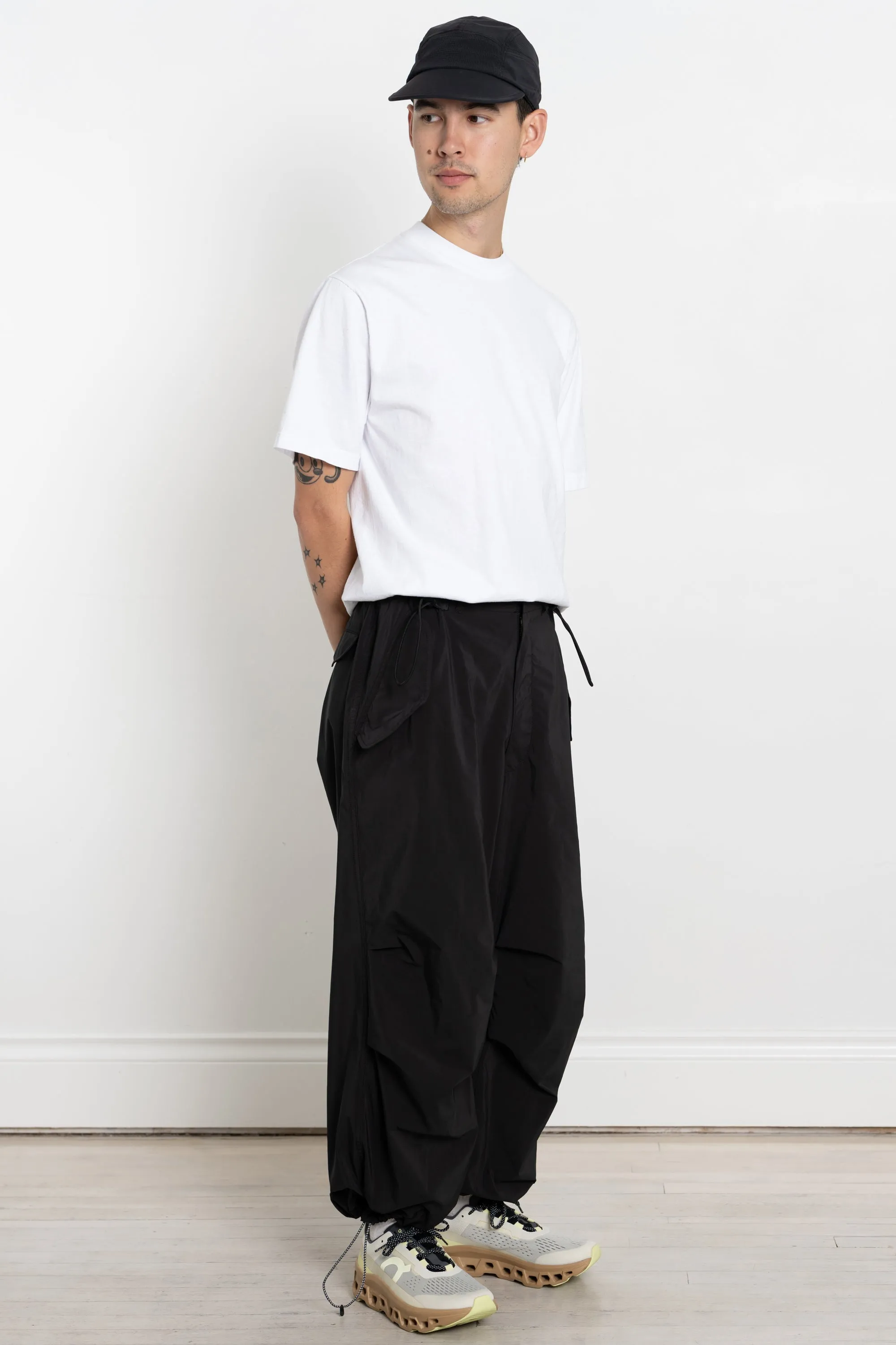 Light Military Cloth Wide Pant Off Black