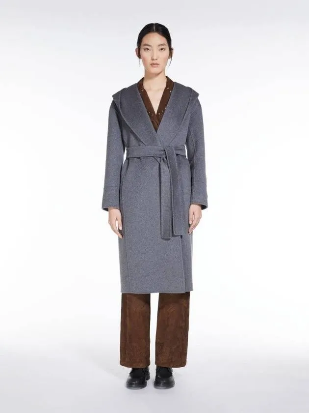 Max Mara DREAM Hooded Belted Coat 007 Gray 30 Cashmere Gibling