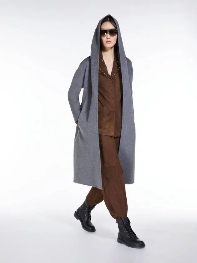 Max Mara DREAM Hooded Belted Coat 007 Gray 30 Cashmere Gibling