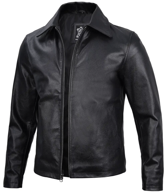 Men's Black Harrington Leather Cowhide Jacket