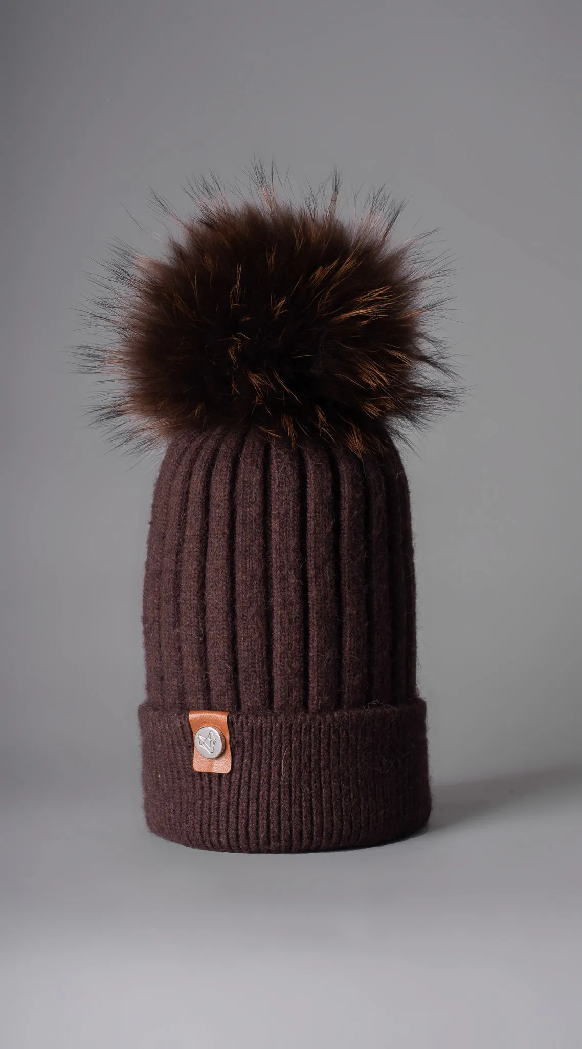 Mens Harley Pom Pom Hat - Brown