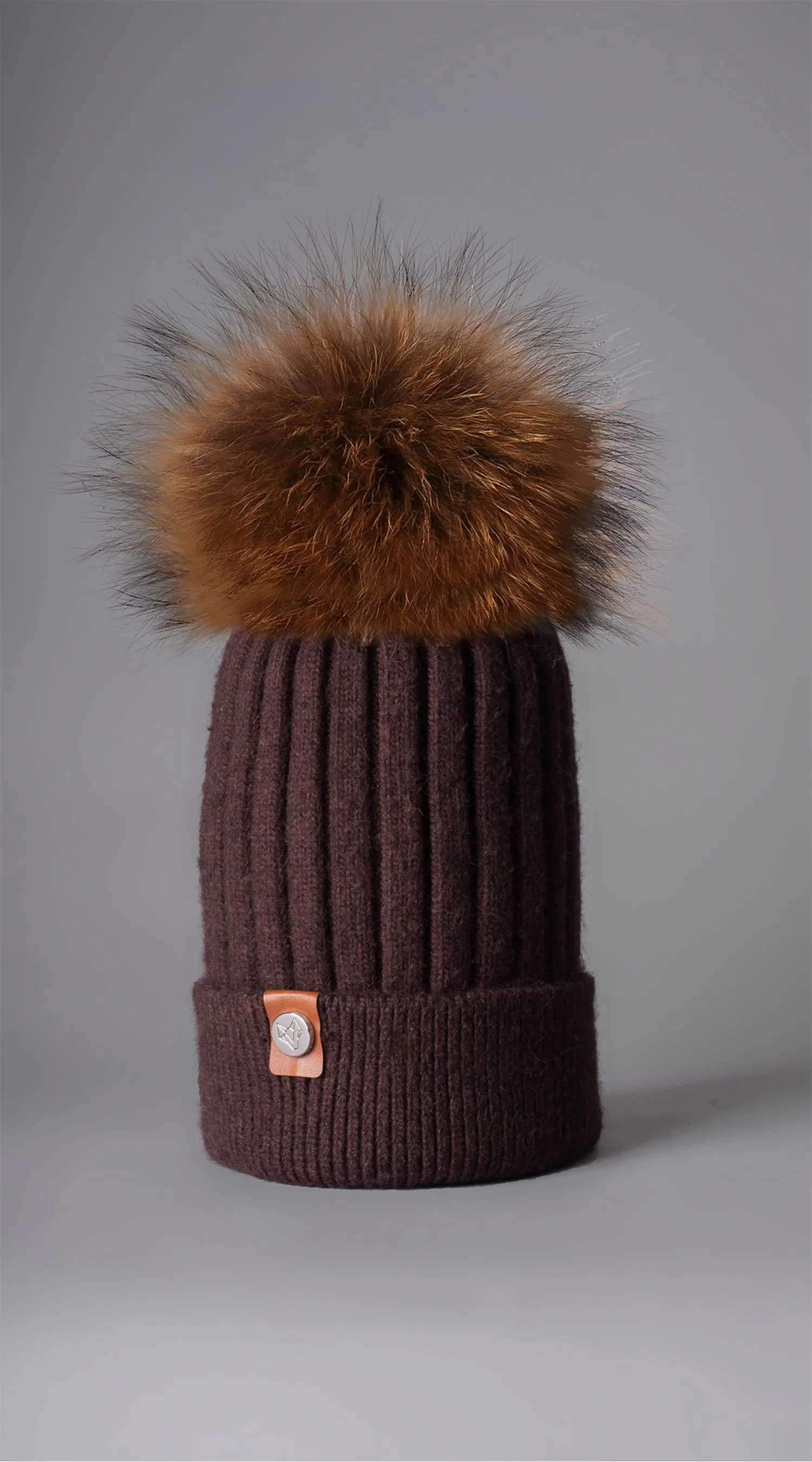 Mens Harley Pom Pom Hat - Brown