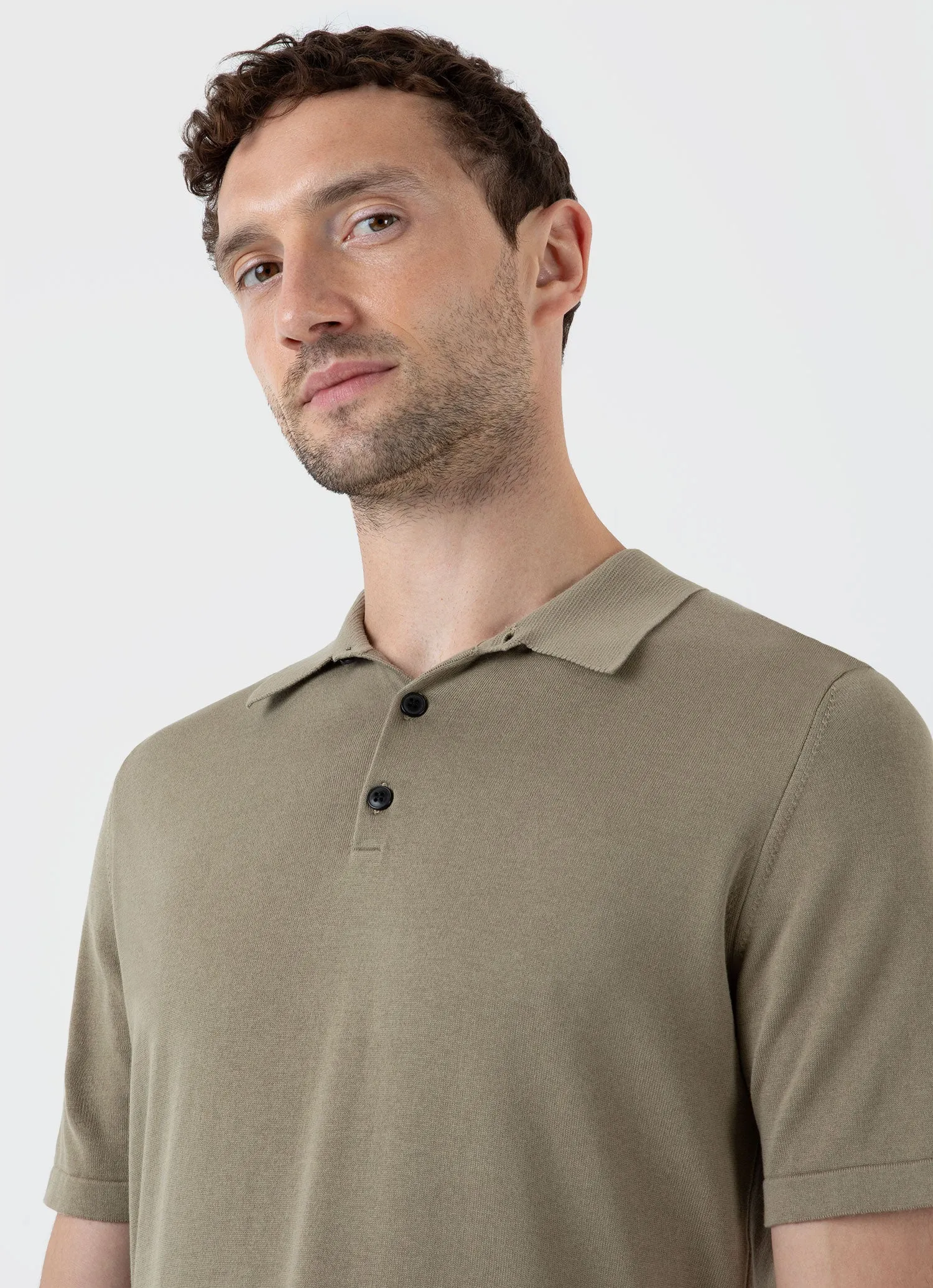 Men's Sea Island Cotton Polo Shirt in Dark Stone