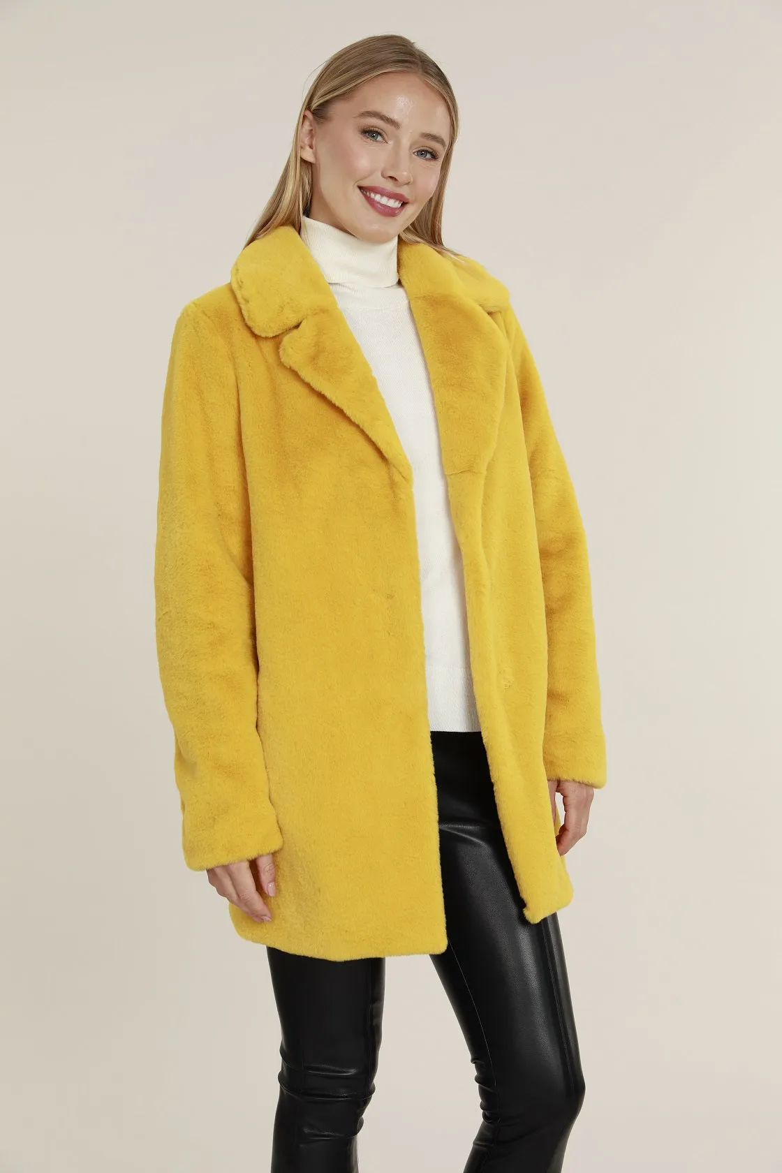 Mid Length Faux Fur Coat