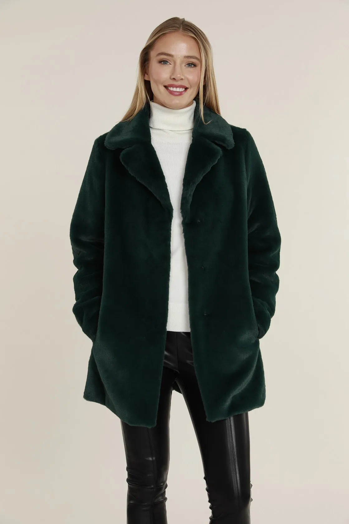 Mid Length Faux Fur Coat