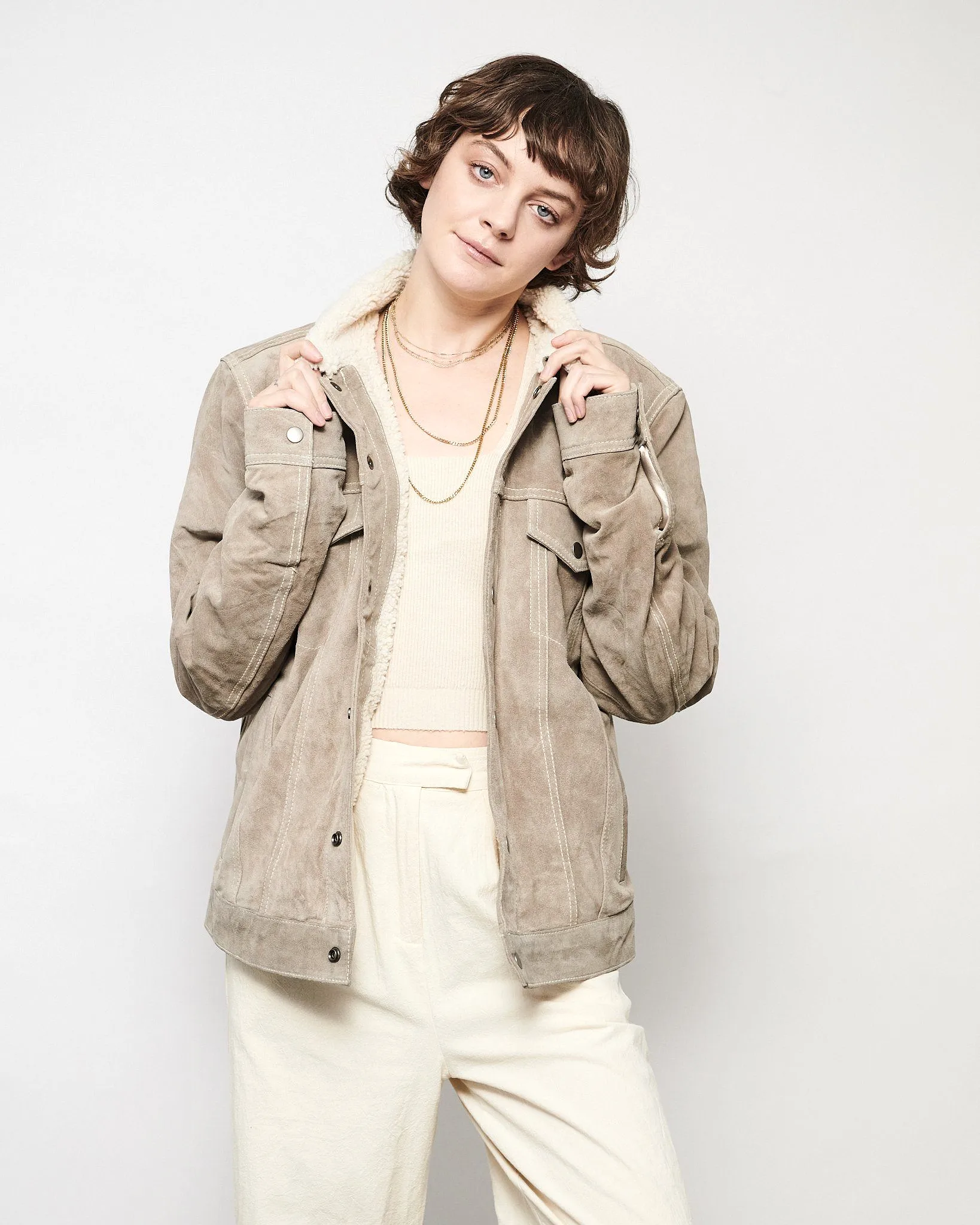 MODERN SUEDE JACKET WITH COLLAR