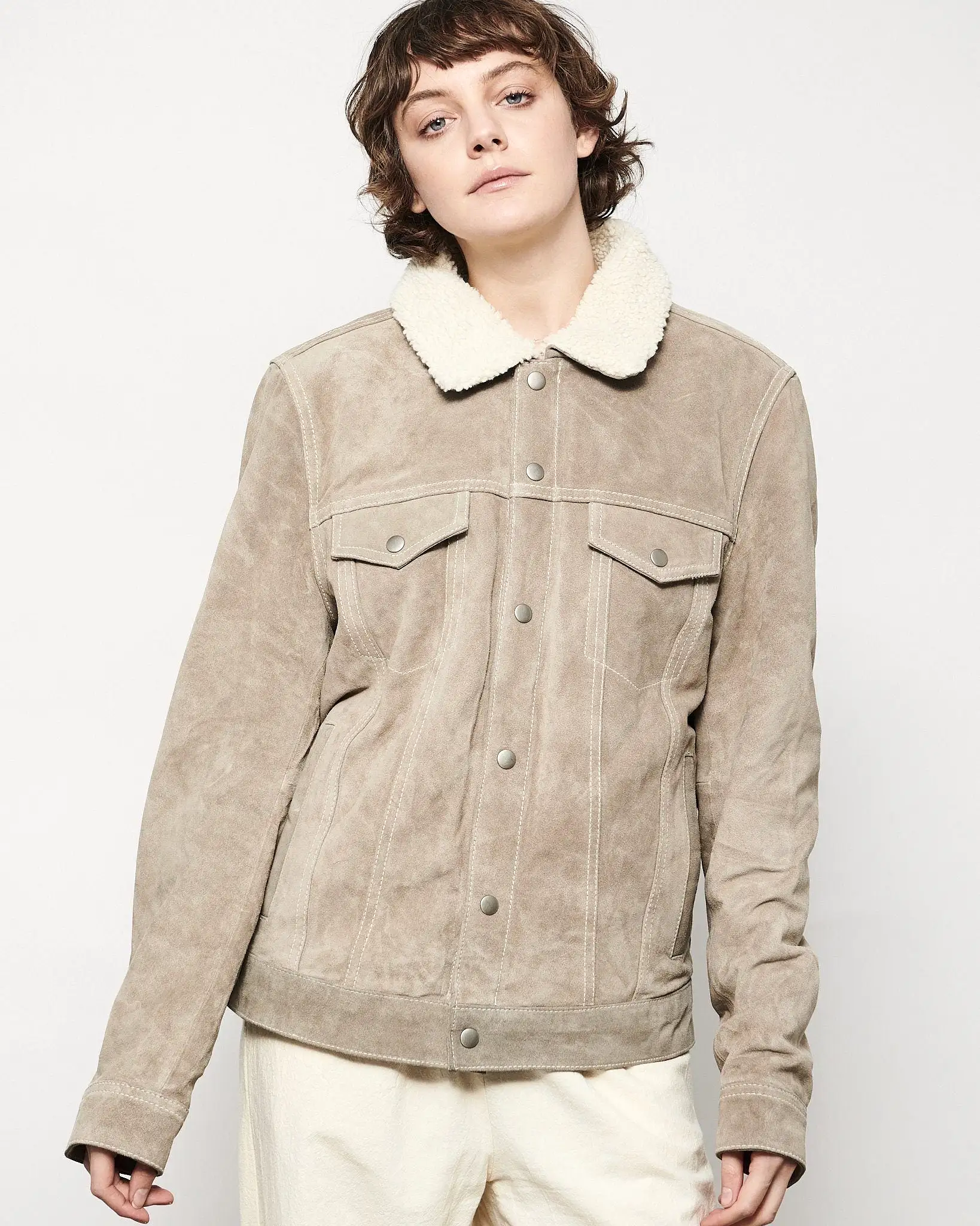 MODERN SUEDE JACKET WITH COLLAR