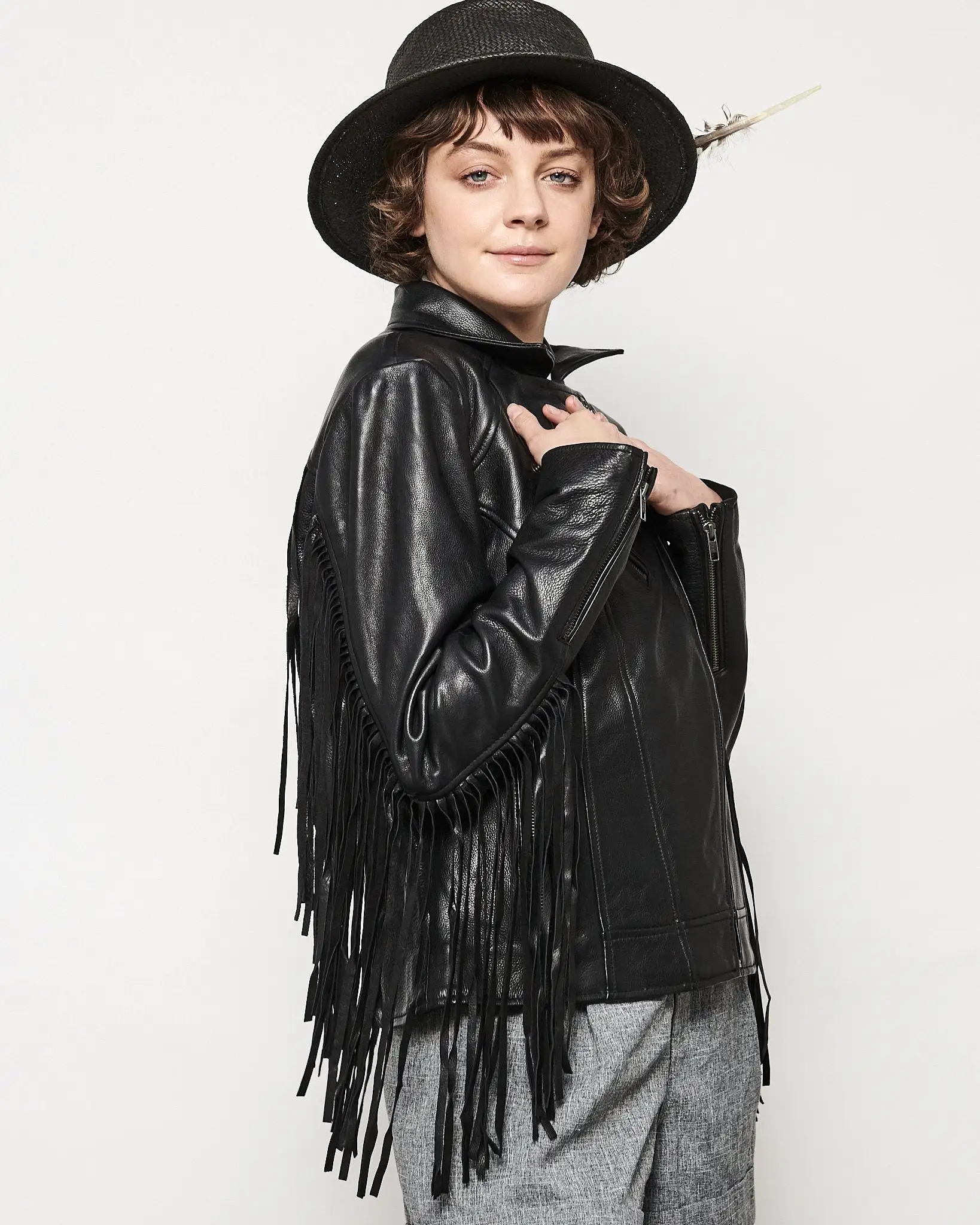 MODERN VICE DOUBLE ZIP MOTO JACKET WITH FRINGE