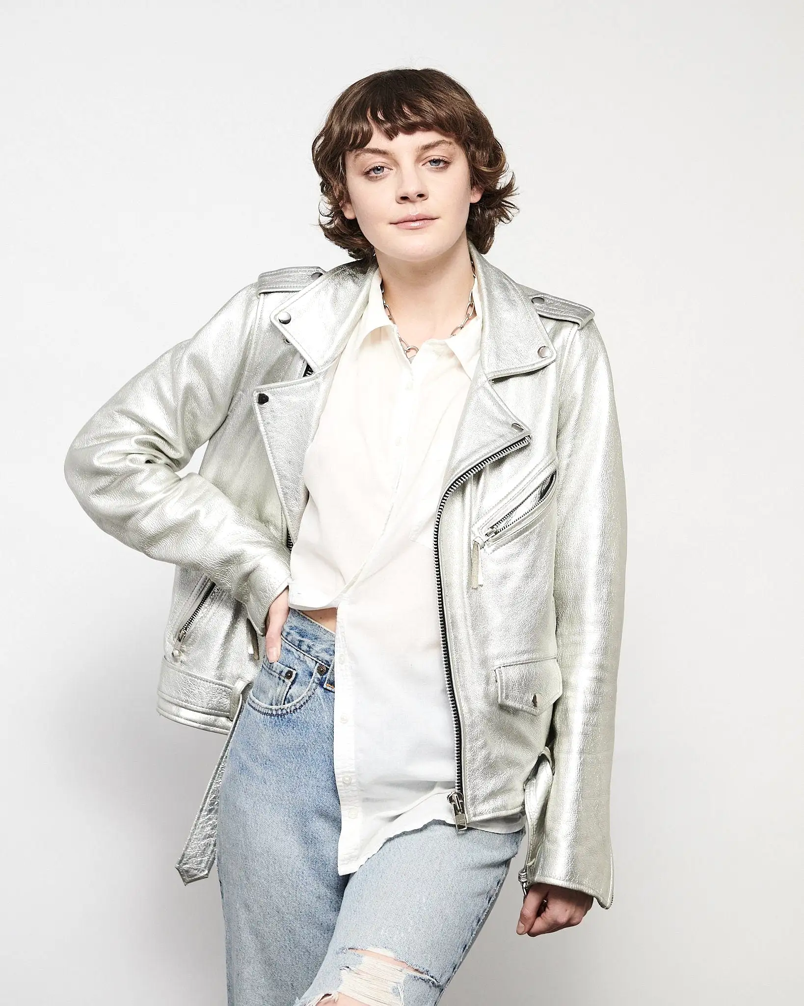 MODERN VICE METALLIC SILVER MOTO JACKET