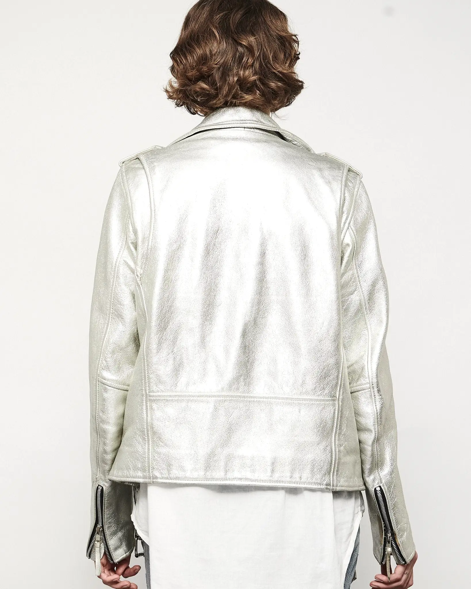 MODERN VICE METALLIC SILVER MOTO JACKET