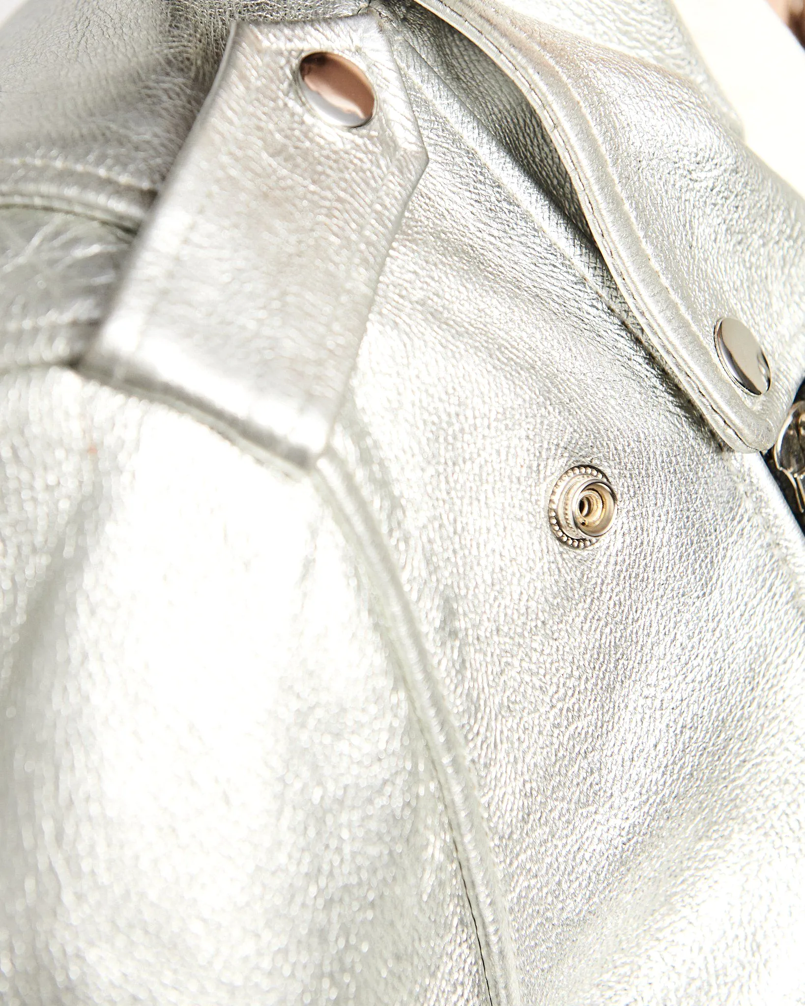 MODERN VICE METALLIC SILVER MOTO JACKET