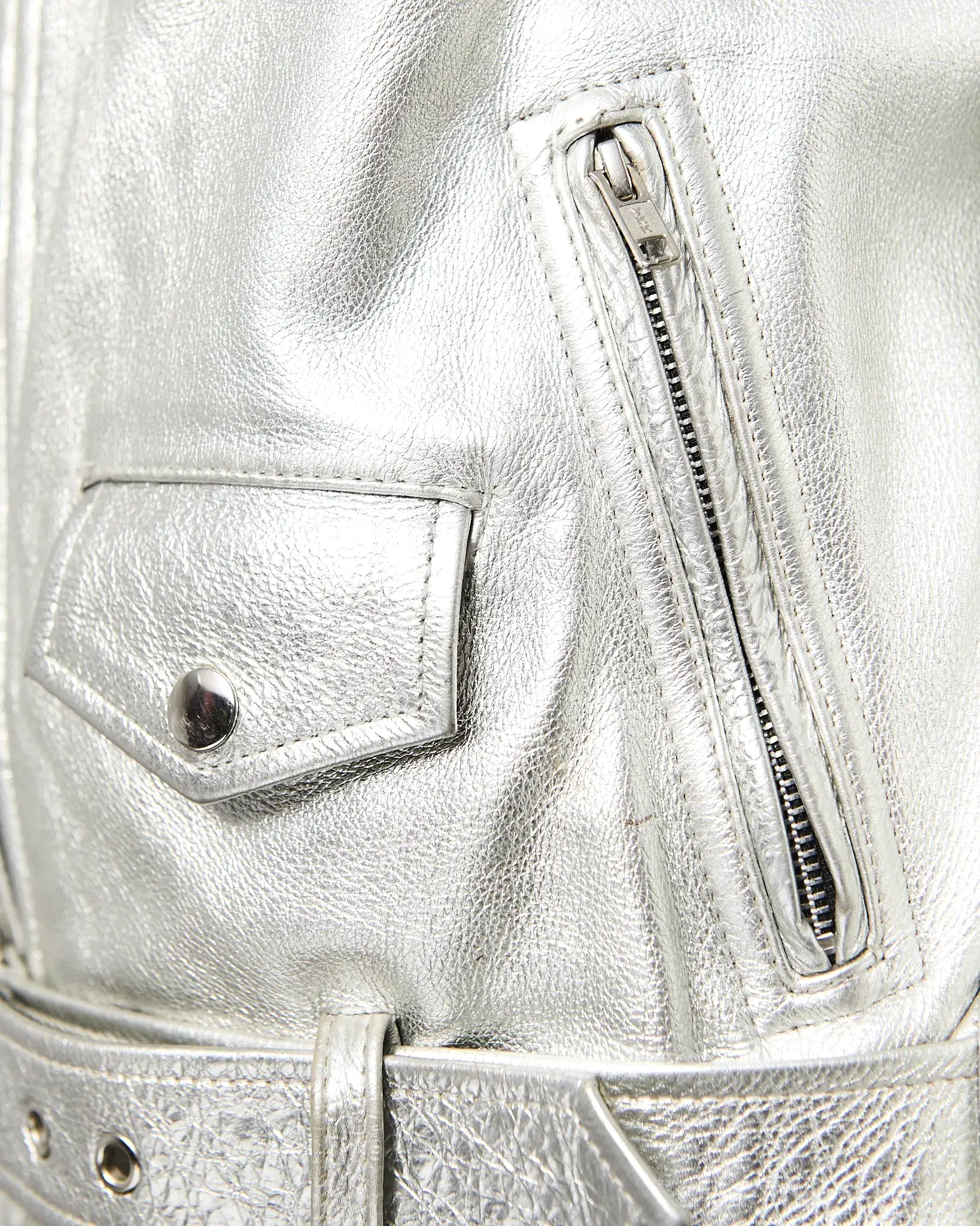 MODERN VICE METALLIC SILVER MOTO JACKET