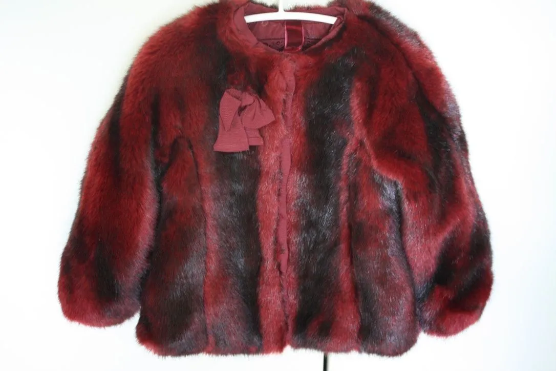 MONNALISA BABY FAUX FUR BURGUNDY JACKET COAT 24 MONTHS