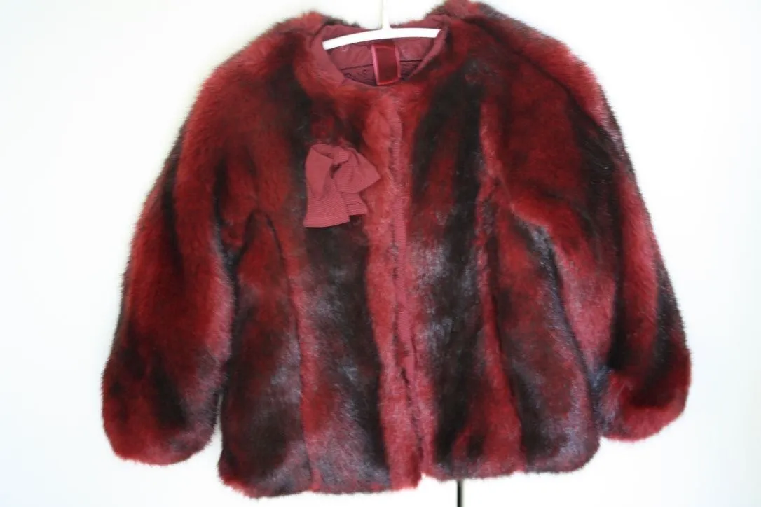 MONNALISA BABY FAUX FUR BURGUNDY JACKET COAT 24 MONTHS