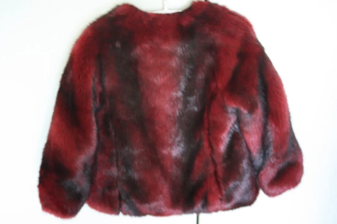 MONNALISA BABY FAUX FUR BURGUNDY JACKET COAT 24 MONTHS