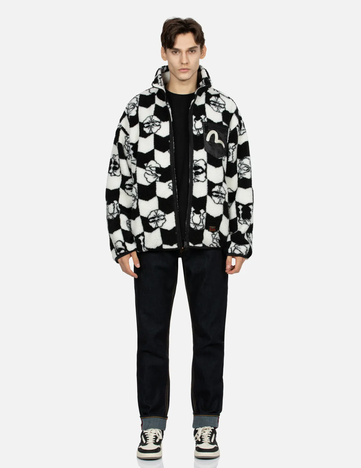 Monogram Jacquard Relax Fit Zipped Sherpa Jacket