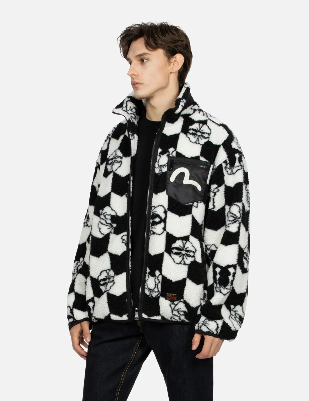 Monogram Jacquard Relax Fit Zipped Sherpa Jacket