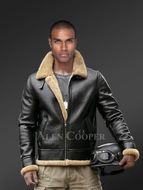 Moto-style Black Nappa Finish Shearling Jacket