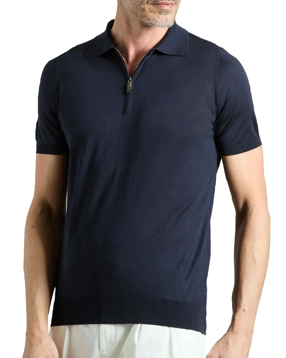 Navy Silk Polo