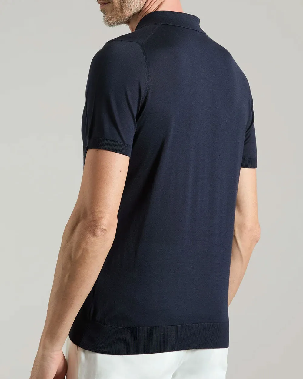 Navy Silk Polo