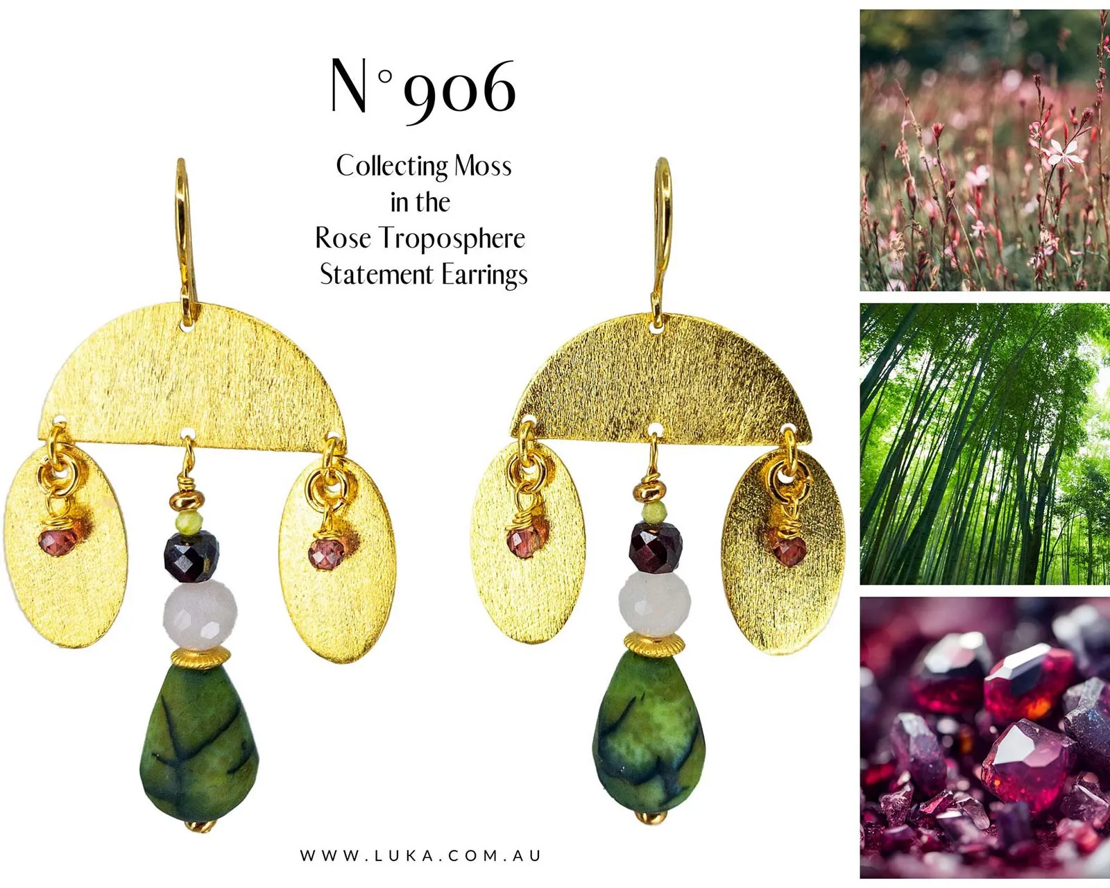 N°906 Collecting Moss in the Rose Troposphere Statement Earrings