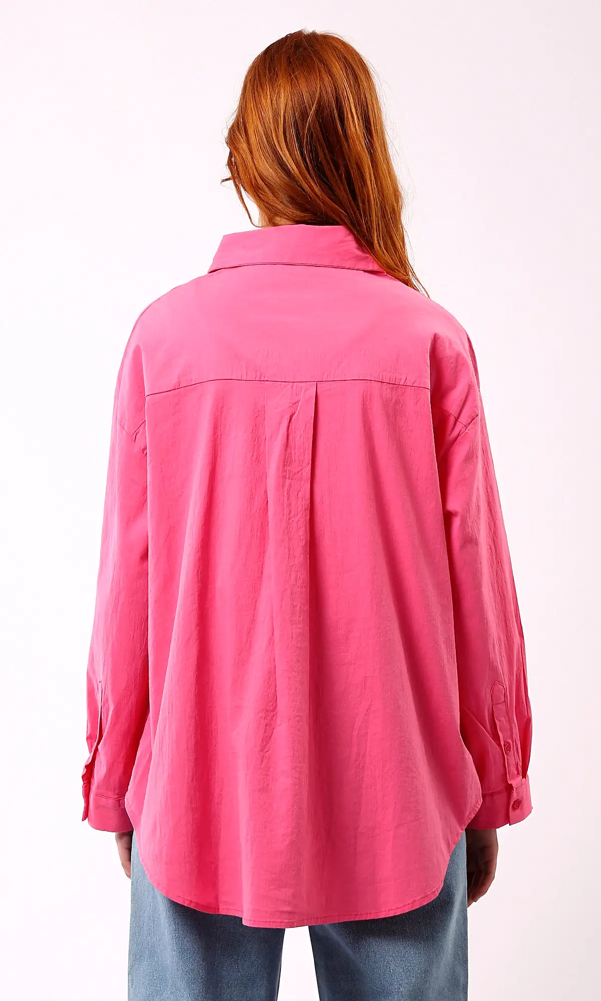 O177906 Relaxed Fit Long Sleeves Fuchsia Shirt