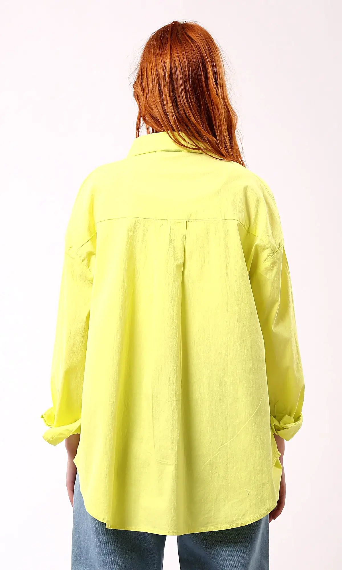 O177908 Full Buttons Down Neon Yellow Loose Shirt