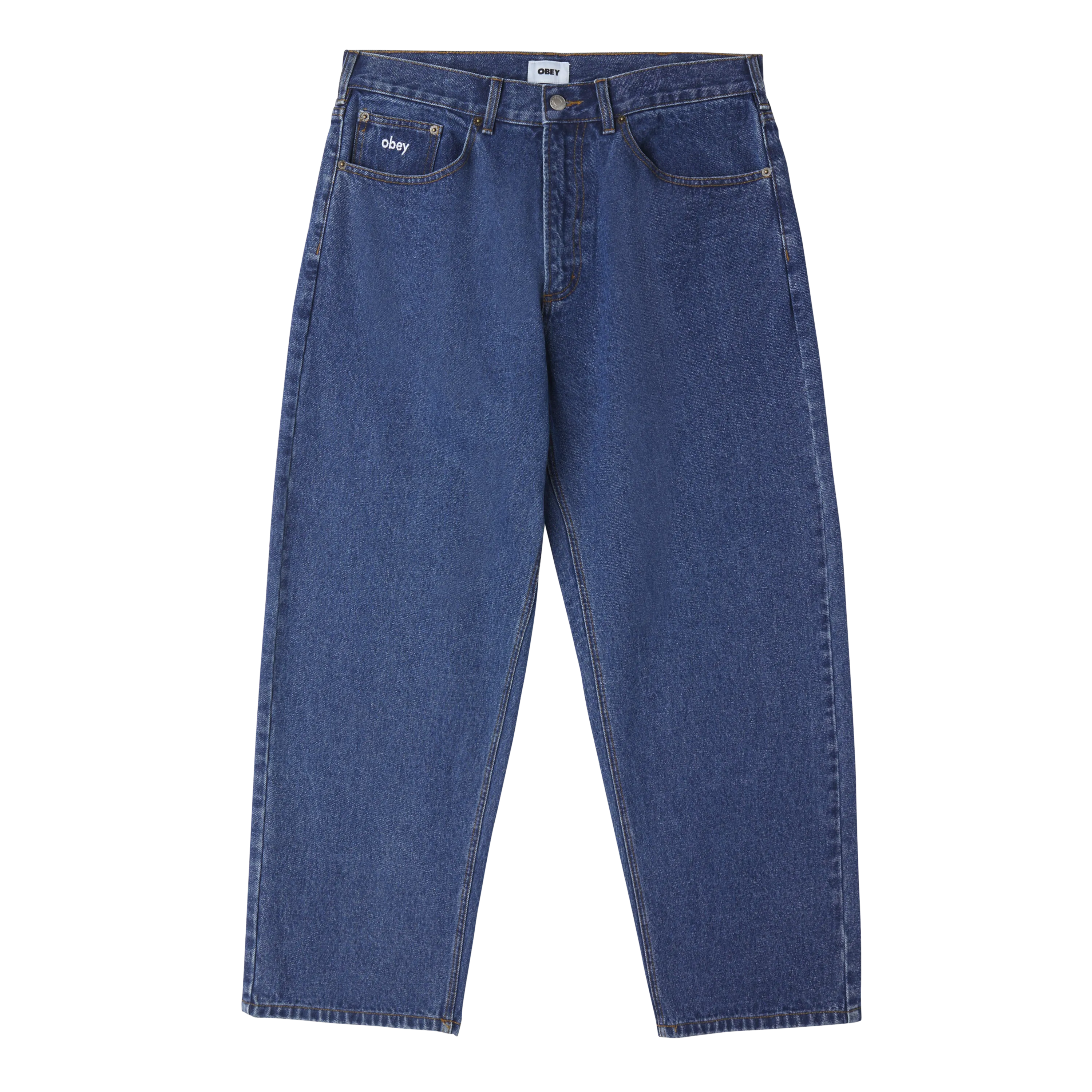 Obey Bigwig Baggy Denim Jeans - Stone Wash Indigo