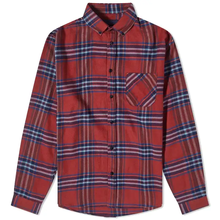 Pau Button Down Check Shirt, Red