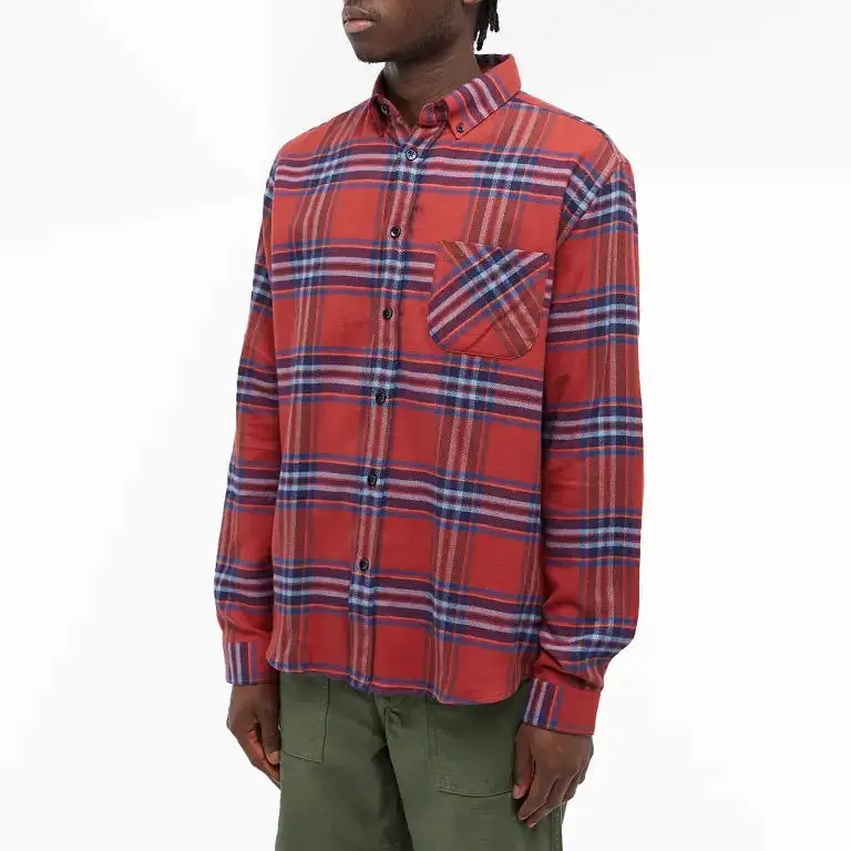 Pau Button Down Check Shirt, Red