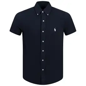 Polo Golf Button Down Cotton Pique Shirt Aviator Navy - SS24